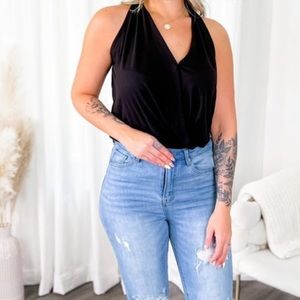 Zenana Brushed DTY Surplice Halter Top